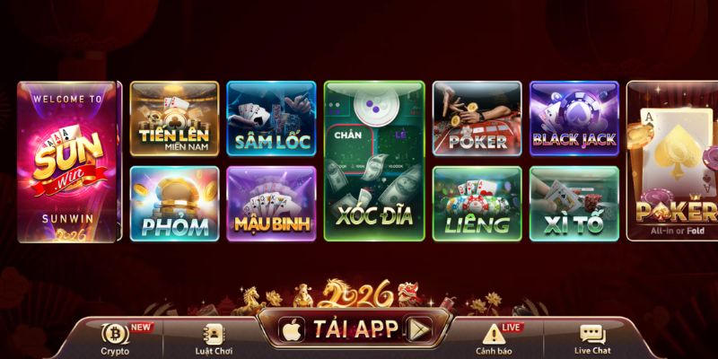 Kho game bài Sunwin đa dạng trò chơi